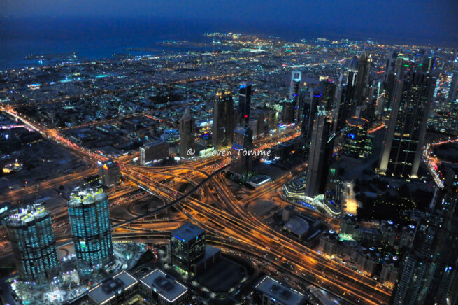 Skyscrapers in Dubai at the blue hour
