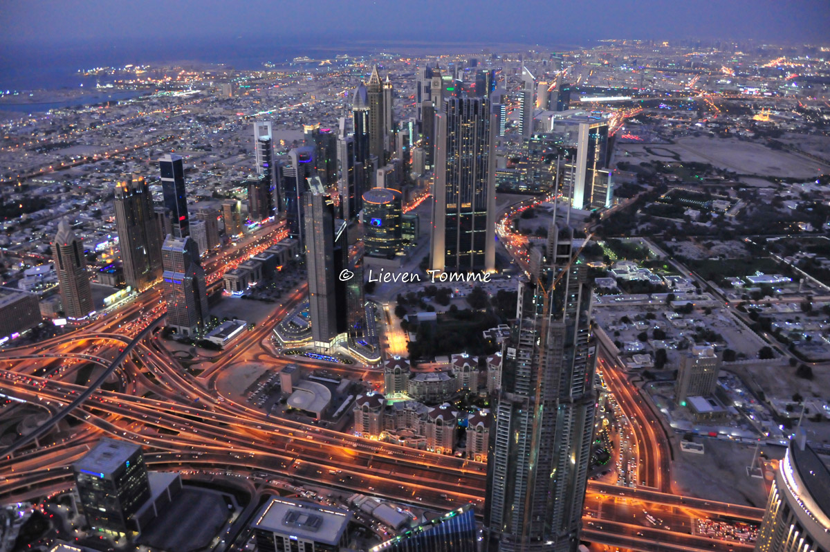 Skyscrapers in Dubai at the blue hour